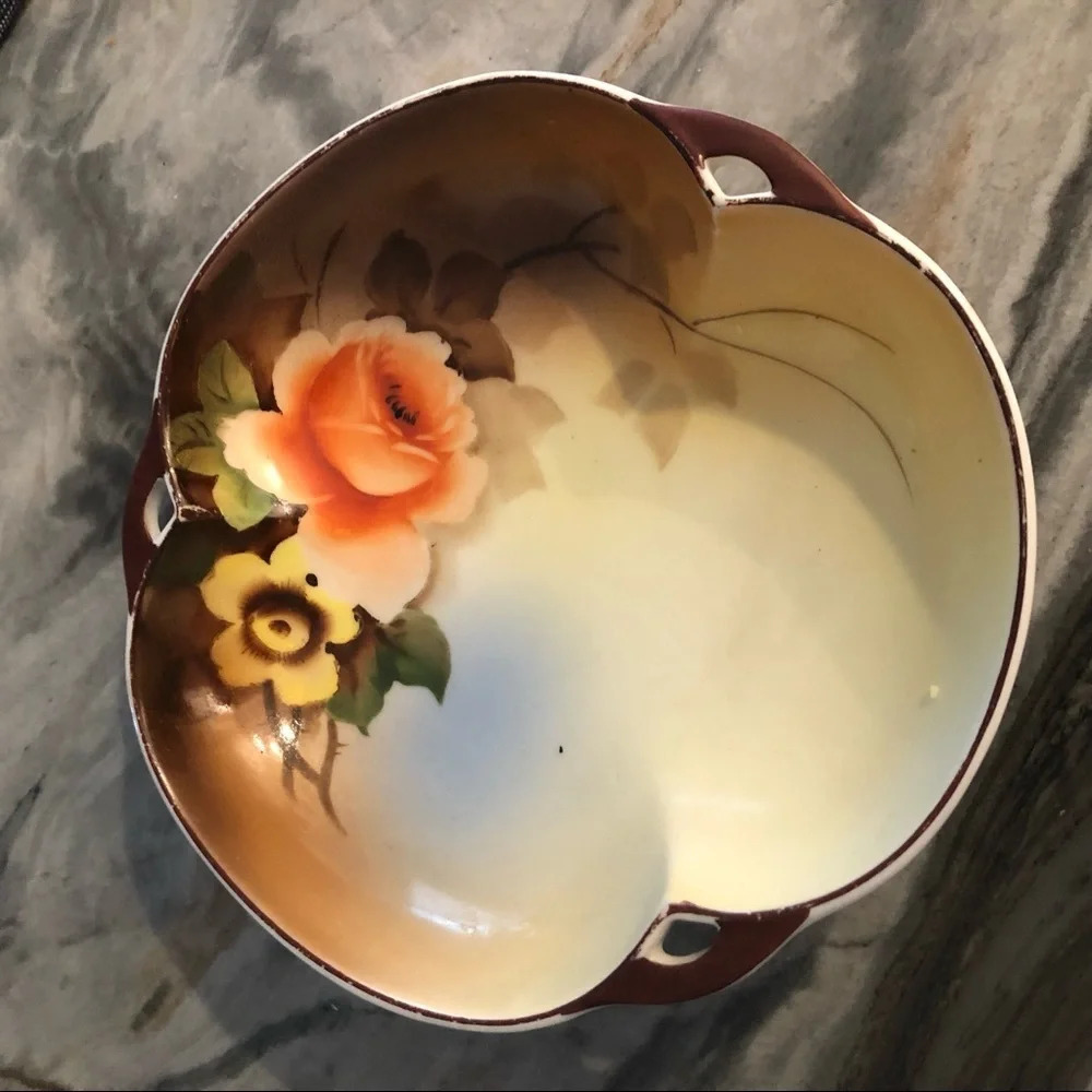 Vintage Antique Noritake Hand Painted Candy or Trinket Dish Roses Signed